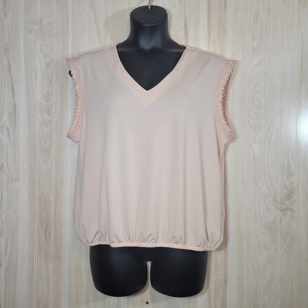 Zac & Rachel Pale Pink Sleeveless Blouse Top Sz XL